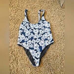 Acacia Swimwear  Floral Navy and White One Piece